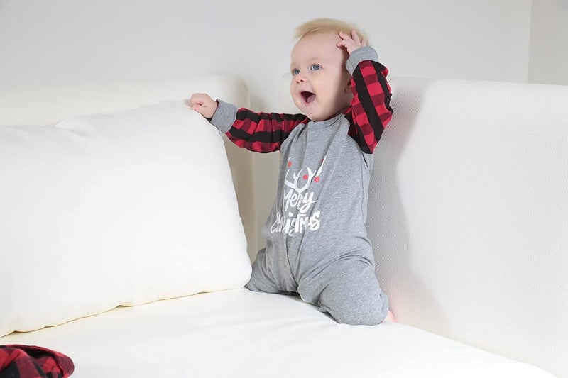 Hipea Newborn Baby Boy Christmas Clothes My First Christmas Outfit Plaid Romper Sleeve Jumpsuit Infant Outfit - Image 3